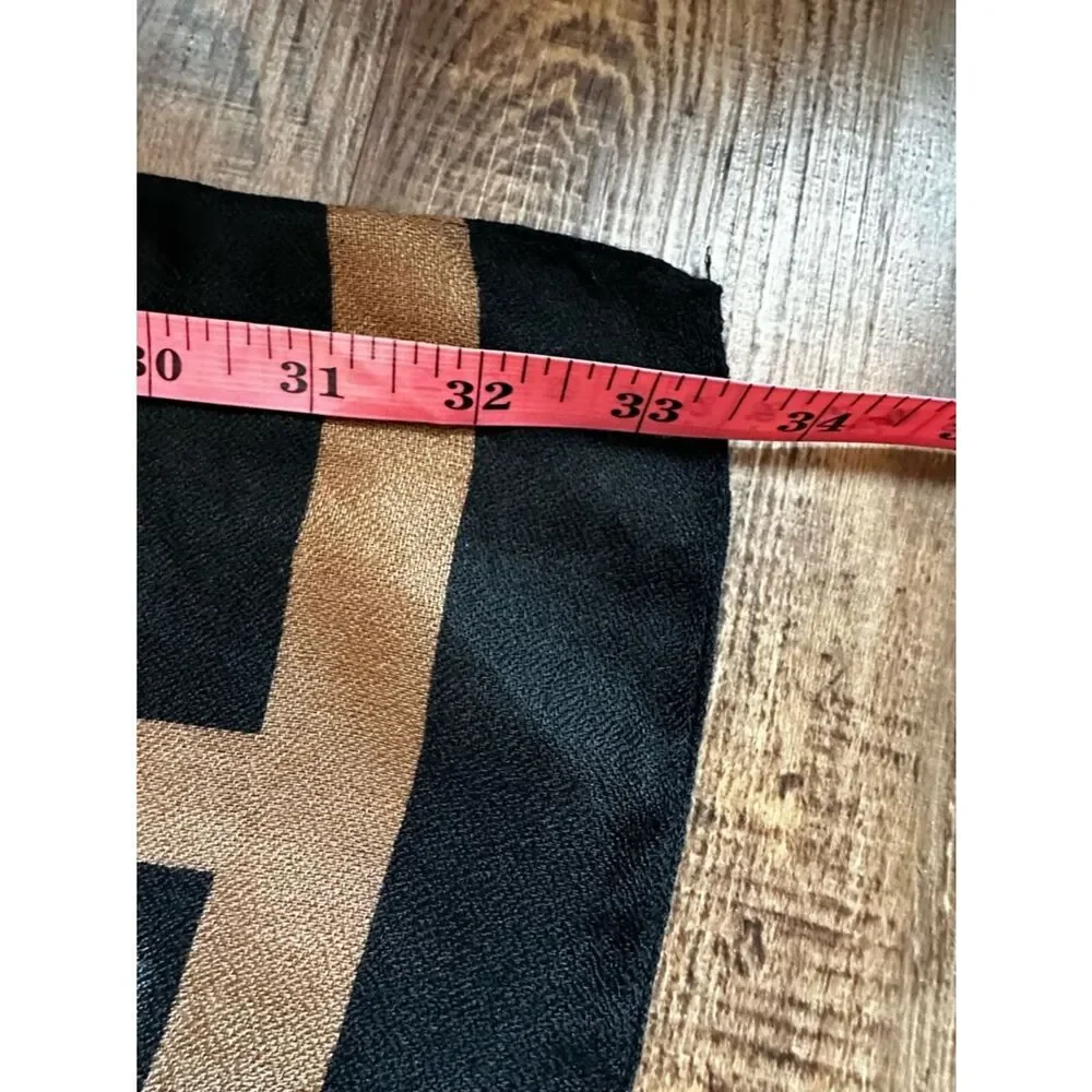 MISSLOOK Black and Bronze Geometric Wrap Scarf
